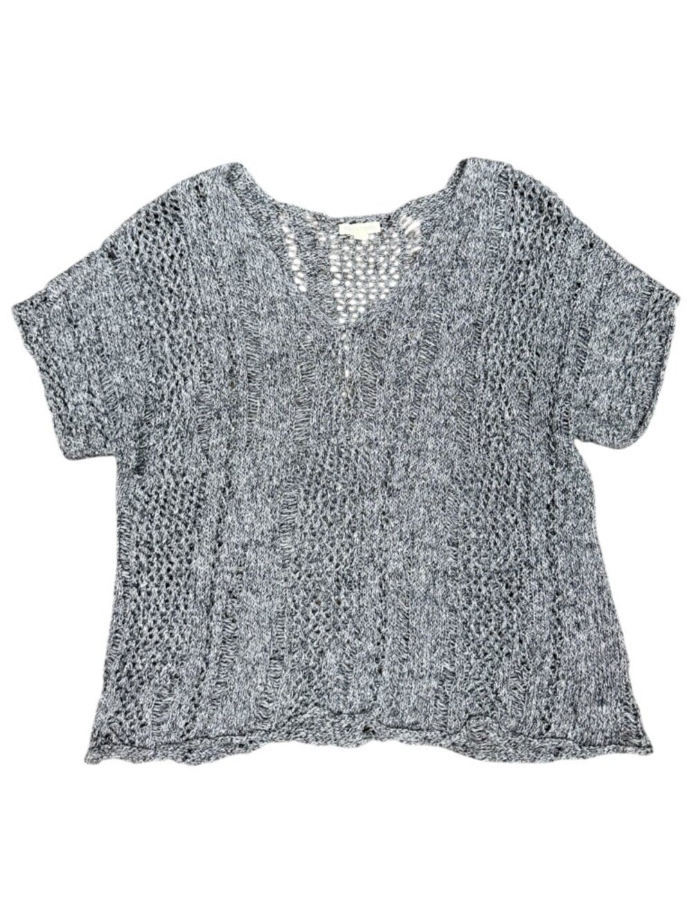 EILEEN FISHER Women's‎ EUC Marled Open-Knit Linen Short Sleeve Sweater | L